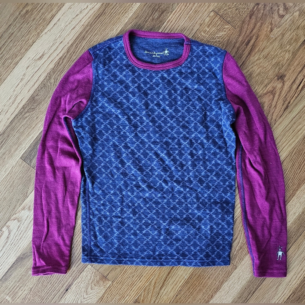 Smartwool Kids 100% Merino Wool Underlayer, Kids Size Small, Purple Mauve color